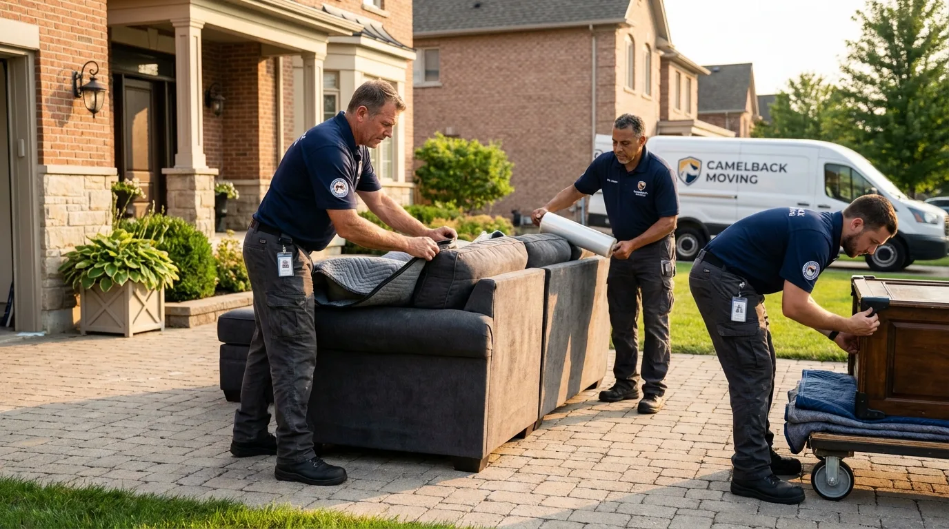 Large estate moving crew wrapping furniture in Demopolis, AL