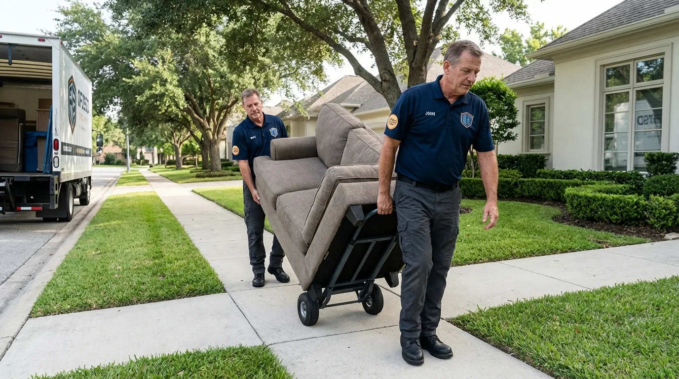 Local residential moving crew loading furniture in Demopolis, AL
